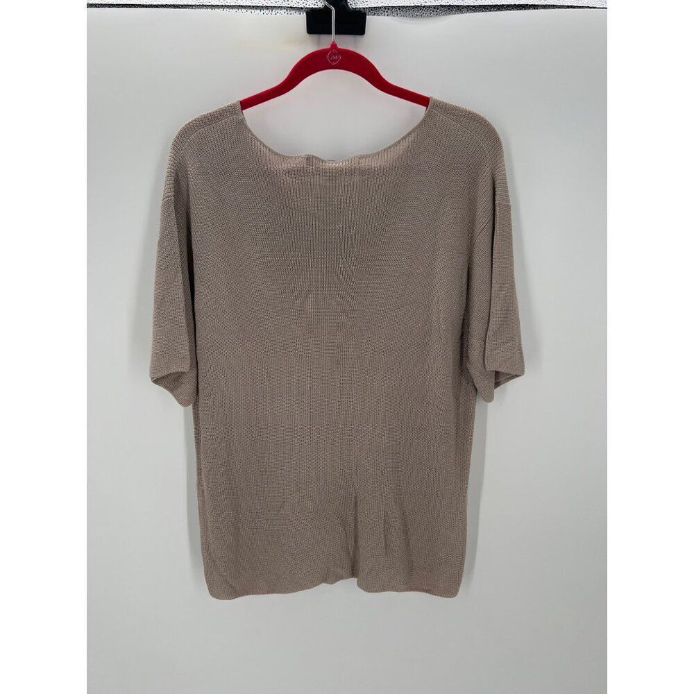 Linda Allard Ellen Tracy Knit Short Sleeve Sweater Top Taupe Size 2X New - Picture 3 of 8